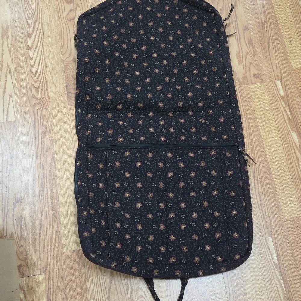 Vintage VERA BRADLEY Black Walnut Garment Bag Brown Orange Floral Leaves 1999